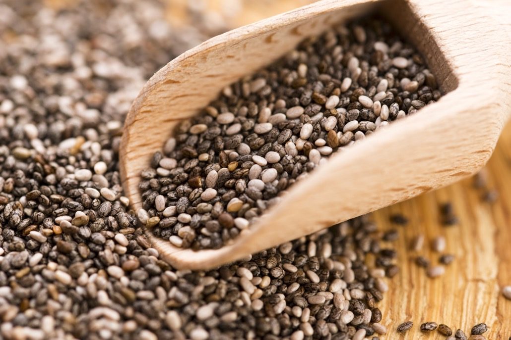 BM_Nutritious chia seeds on a wooden spoon_69387271