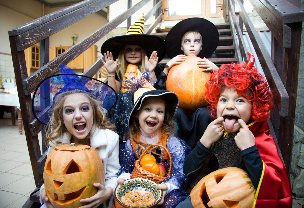 children curve faces in fairy costume on holiday halloween