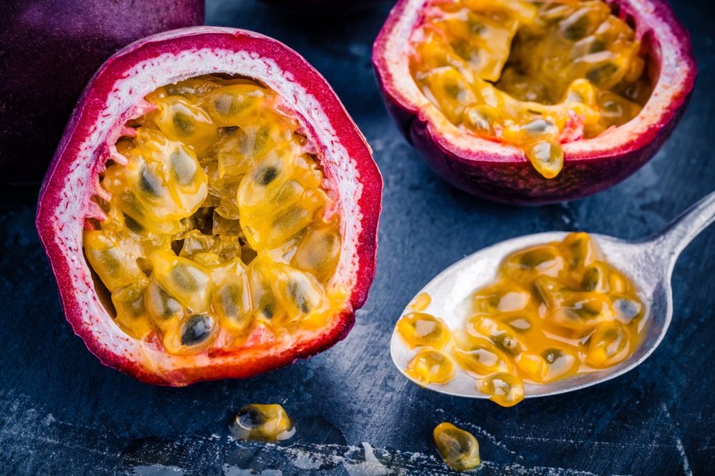 BM_ripe organic passion fruit closeup_120468817